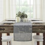 Autumn Harvest Grey Pumpkin Silhouette Table Runner 12x48 Inch Seasonal Fall & Halloween Kitchen Dining Decor