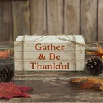 Gather & Be Thankful Faux Book Stack Farmhouse Rustic Decorative Home Accent for Fall & Thanksgiving Tabletop Shelf Decor 2.5x6x4 Inches