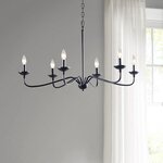 INK+IVY Brighton 6-Light Farmhouse Metal Chandelier in Matte Black, One Size MP150-0194