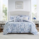 Madison Park Essentials Adele Comforter Set with Decorative Pillows in Blue, Full/Queen MPE10-1166