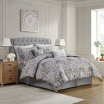 Harbor House Blue Hallie 6 Piece Cotton Comforter Set in Grey, King HH10-1685