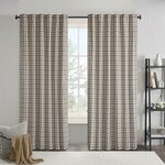 Madison Park Anaheim Plaid Rod Pocket and Back Tab Curtain Panel with Fleece Lining in Black, 50x108" MP40-8734