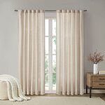Madison Park Beals Faux Linen Rod Pocket and Back Tab Fleece Lined Curtain Panel in Natural, 50x84" MP40-7495