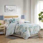 Harbor House Blue Kiawah Island 5 Piece Cotton Duvet Cover Set with Throw Pillow in Blue, King/Cal King HH12-1855
