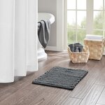 Madison Park Lasso 100% Cotton Chenille Chain Stitch Rug in Charcoal, 17x24" MP72-5829