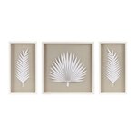 Madison Park Sabal Framed Rice Paper Palm Leaves 3-piece Shadowbox Wall Decor Set in Off-White, Set of 3 MP95B-0294