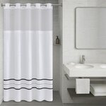 Nomad Home Plain Weave Premium Shower Curtain- Ribbon in White, 71"x77"+70"x57" NH70-0165