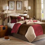 Madison Park Jackson Blocks 7 Piece Microsuede Comforter Set in Red, King MP10-284