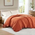Madison Park Windom Lightweight Down Alternative Blanket with Satin Trim in Orange, King MP51-8651