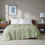 Madison Park Freshspun Basketweave Cotton Blanket in Green, King MP51N-8384