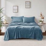 True North by Sleep Philosophy Soloft Plush Micro Plush Sheet Set in Blue, Twin BL20-0453
