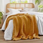 Madison Park Chunky Double Knit Handmade Throw Blanket in Yellow, 50x60" MP50-8215