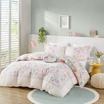 Urban Habitat Kids Lulu Floral Reversible Cotton Duvet Cover Set with Throw Pillow in Purple, Full/Queen UHK12-0233