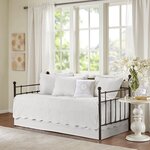 Madison Park Tuscany 6 Piece Reversible Scalloped Edge Daybed Cover Set in White, Daybed MP13-5023