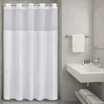 Nomad Home Jacquard Premium Shower Curtain - Jacquard Stripe in White, 71"x74"+70"x54" NH70-0168
