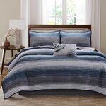 Madison Park Essentials Saben Quilt Set with Cotton Bed Sheets in Navy, Twin MPE13-1211