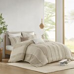 INK+IVY Shay 3 Piece Striped Cotton Comforter Set in Taupe, Full/Queen II10-1324