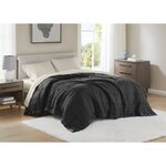 Madison Park Windom Lightweight Down Alternative Blanket with Satin Trim in Black, Full/Queen MP51-8501