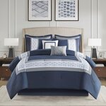 510 Design Powell 8 Piece Embroidered Comforter Set in Navy, Cal King 5DS10-0279