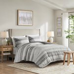 Madison Park Rhodes 3 Piece Stripe Duvet Cover Set in Grey/Multi, King/Cal King MP12-8374