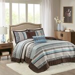 Madison Park Princeton 5 Piece Reversible Jacquard Bedspread Set in Blue, King MP13-7967