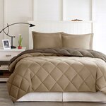 Madison Park Essentials Larkspur 3M Scotchgard Reversible Down Alt Comforter Set in Brown/Sand, Full/Queen BASI10-0196