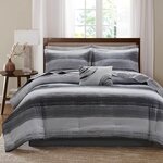 Madison Park Essentials Saben Comforter Set with Cotton Bed Sheets in Black, Full MPE10-1197