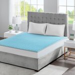 Sleep Philosophy 1.5" Gel Memory Foam All Season Reversible Cooling Mattress Topper in Blue, King BASI16-0384