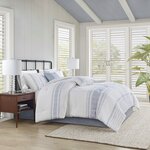 Harbor House Blue Morgan 6 Piece Cotton Jacquard Oversized Comforter Set in White/Blue, Cal King HH10-1867
