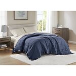 Madison Park Windom Lightweight Down Alternative Blanket with Satin Trim in Navy, King MP51-6700