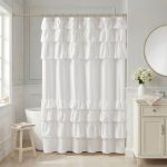 Madison Park Grace Ruffled Shower Curtain in White, 72x84" MP70-8888