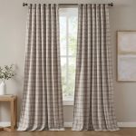 Madison Park Anaheim Plaid Rod Pocket and Back Tab Curtain Panel with Fleece Lining in Brown, 50x84" MP40-9067