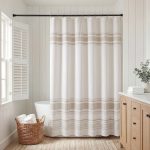 Harbor House Blue Morgan Shower Curtain in Ivory/Taupe, 72x72" HH70-1985