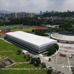 aerial view of large tennis arena tent for sale