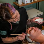 Relaxing facial treatment at Basin Park Hotel spa in Eureka Springs, Arkansas.