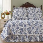 Dorset Navy Floral Queen Quilt 90Wx90L
