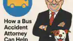 Illustration of Houston bus accident attorney Adam with McLovin the Texas Bulldog mascot