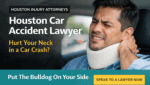 Man wearing a neck brace with whiplash injury after a car accident