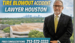 Houston tire blowout accident lawyer Adam Miller standing in office explaining liability after tire failure crash