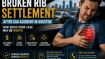 Broken rib injury after a car accident in Houston showing chest pain and how much a settlement may be worth