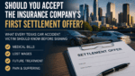 Settlement offer document after a Texas car accident illustrating factors to consider before accepting an insurance company's first settlement offer.