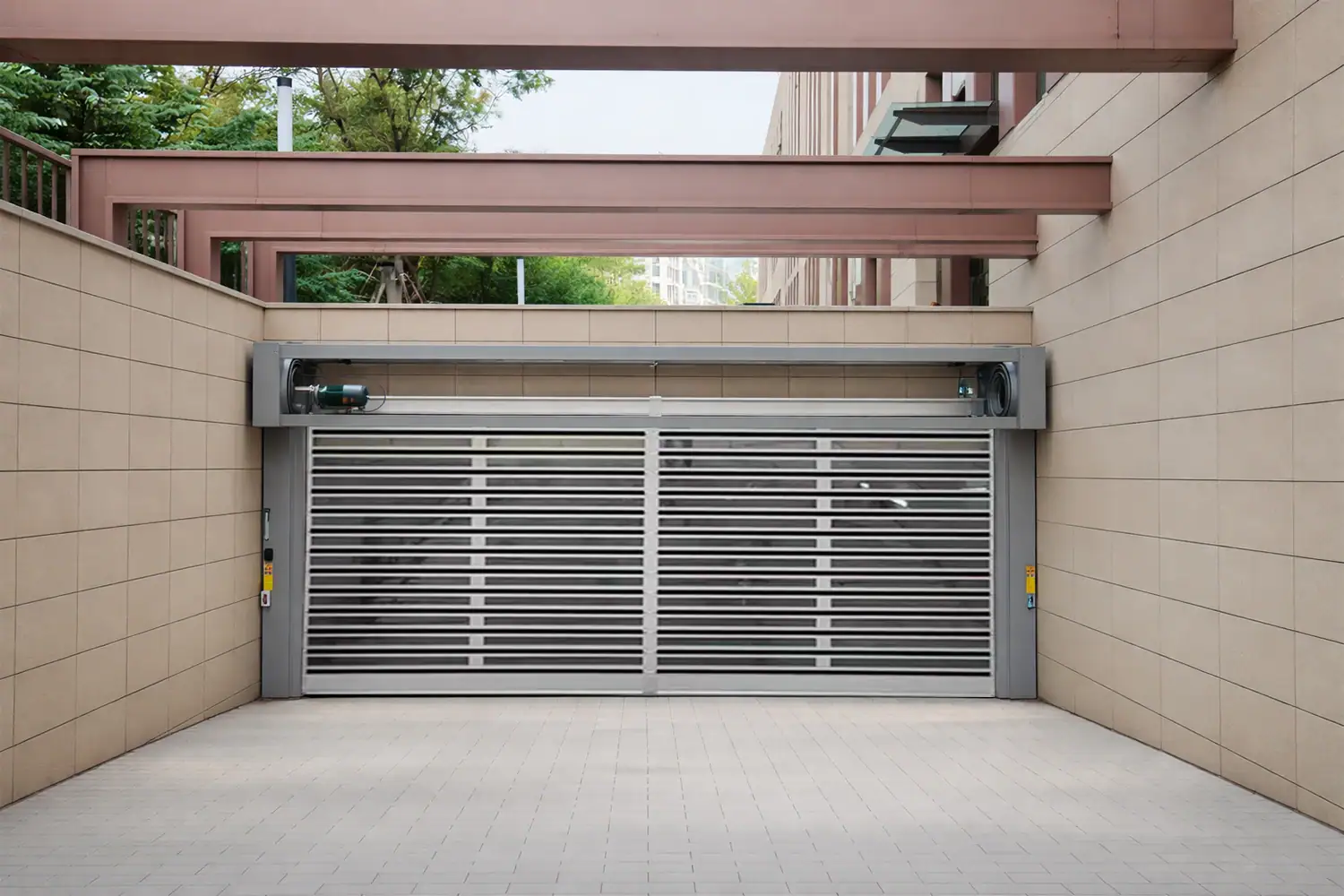 A heavy-duty industrial roll-up interior door manufactured by ABX, providing efficient space division and high-speed access for modern commercial facilities.