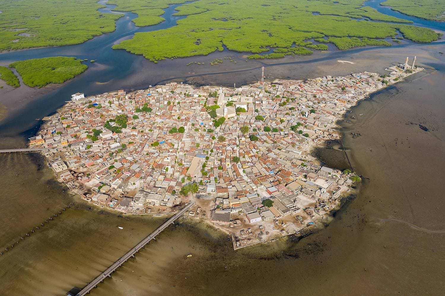 Aerial view of joal fadiouth unesco site photo made by Sénégal