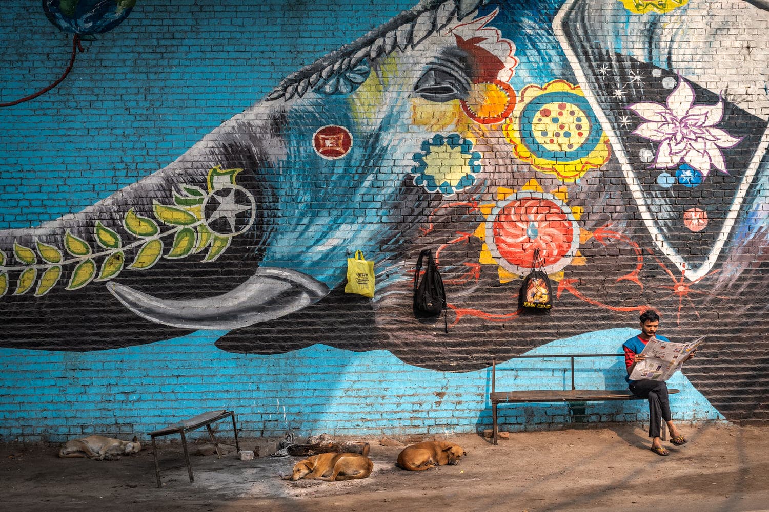 Elephant painting in a street of Prayagraj