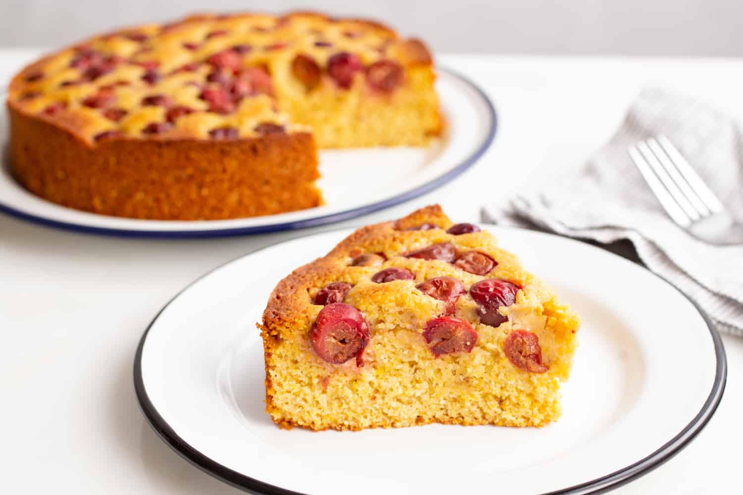 sour cherry polenta cake