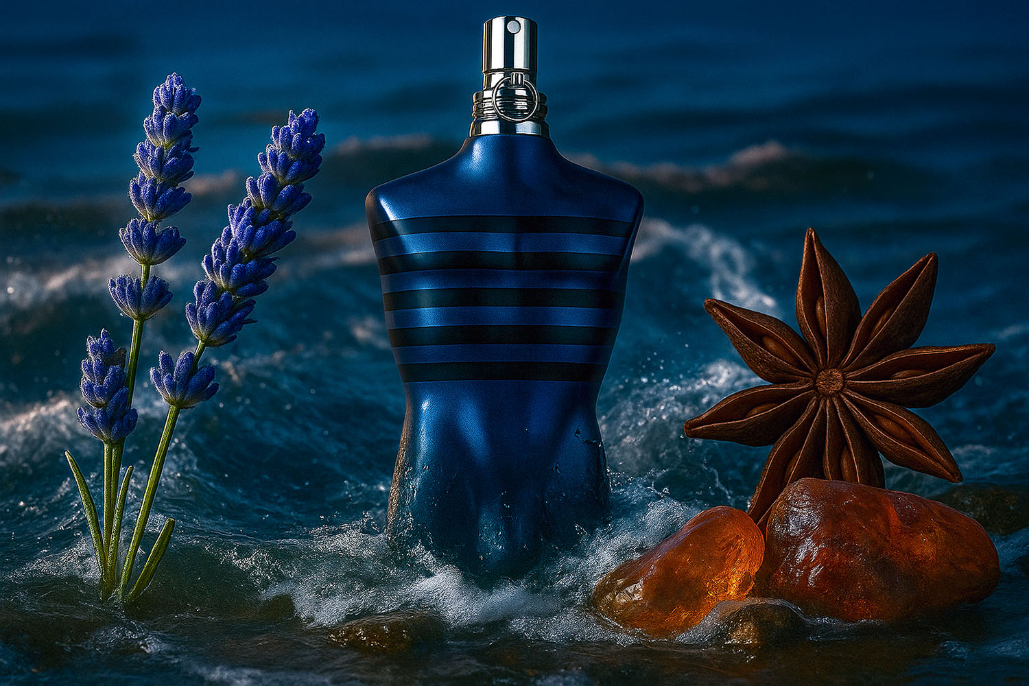 Jean Paul Gaultier Le Male In Blue Eau De Parfum, Launched In 2025, Is An Oriental Aromatic Fragrance For Men That Evokes The Power And Freedom Of The Open Sea