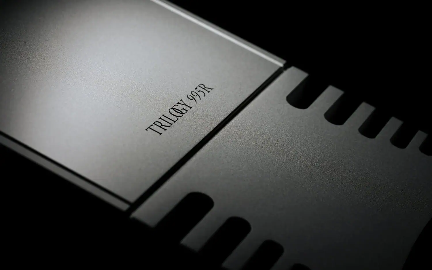 Trilogy Audio amplificateur mono 995R détail sur le travail de l'aluminium et les ailettes de refroidissement