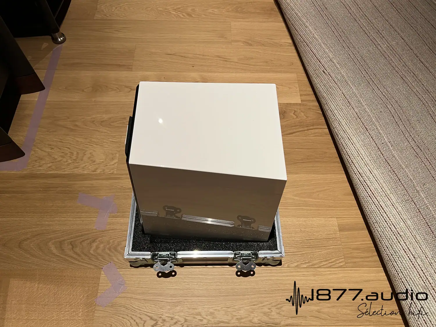 Verity Audio Florestan partie haute sans sa housse dans son flightcase