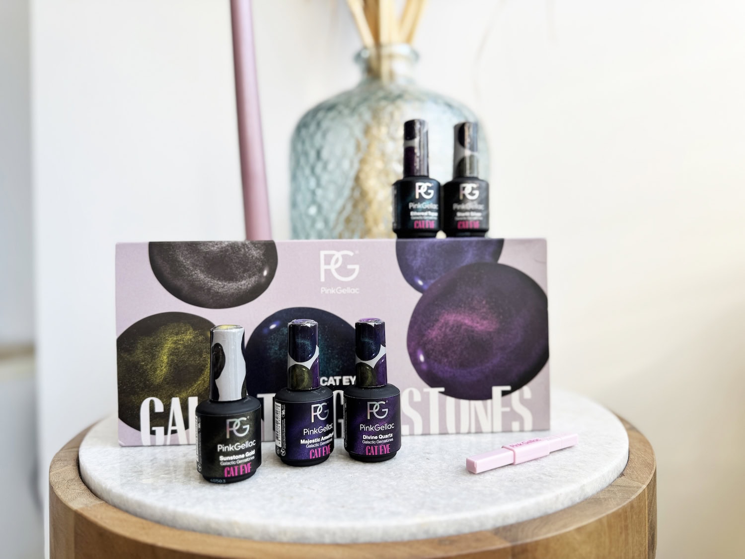 Pink Gellac Cat Eye Galactic Gemstones