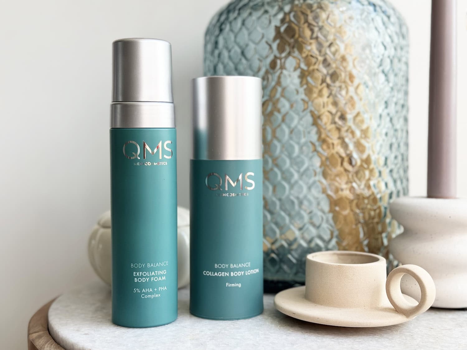 QMS Exfoliating Body Foam en de Collagen Body Lotion